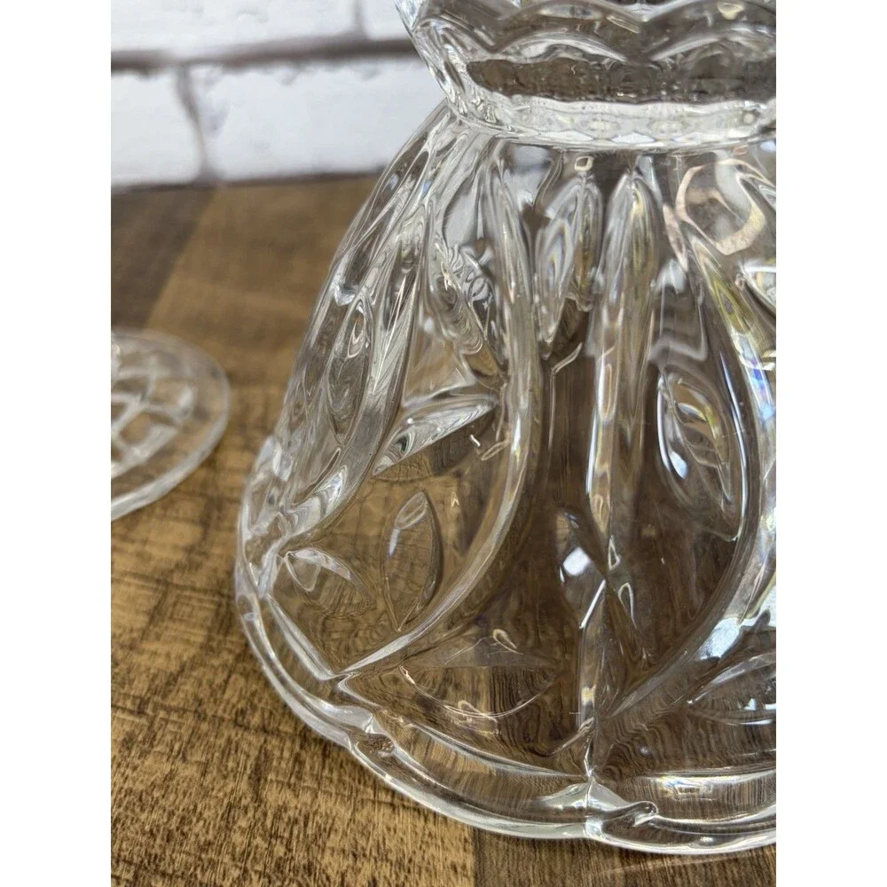 Fifth Avenue Crystal Portico Fairy Lamp Clear Glass Candle Holder 9” Tall